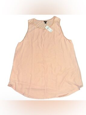 Ann Taylor Peach Blush Sleeveless XL Blouse Office Preppy Academia Business